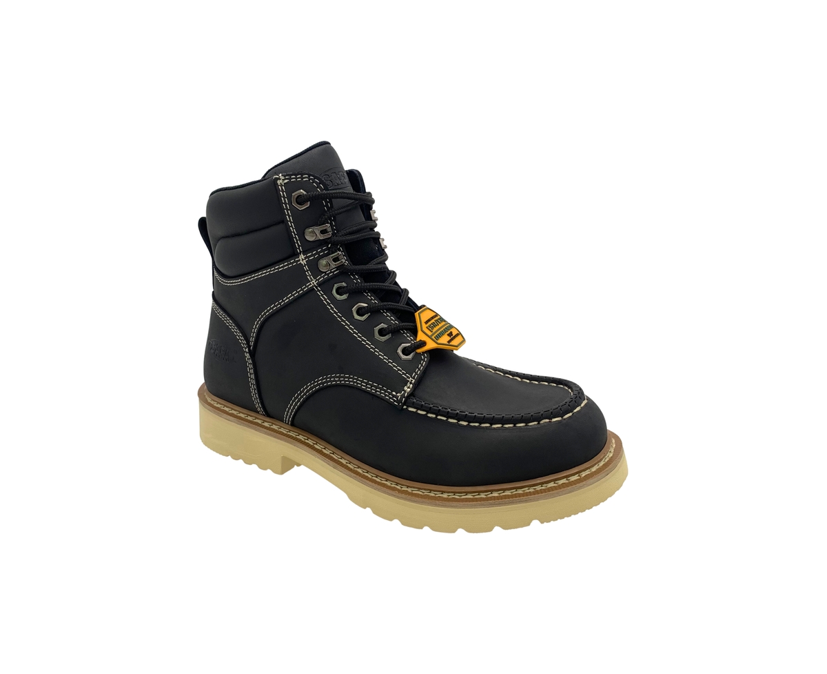Safa Men's 6" Black Leather Defined Heel Cap Toe Work Boot - Black