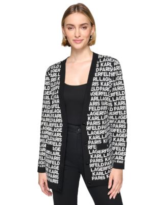 売れ筋商品|||カールラガーフェルド ニット&セーター アウター レディース Karl Lagerfeld Women's Open-Front Long-sleeve Knit Cardigan Sft Wt/blk KARL LAGERFELD PARIS Karl Lagerfeld Women's Open-Front Long