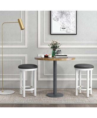 Bar Stools Set of 2 Counter Height Stools with Round Seat & Footrest for Kitchen