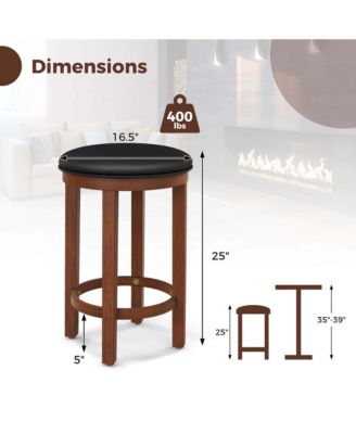 Bar Stools Set of 2 Counter Height Stools with Round Seat & Footrest for Kitchen