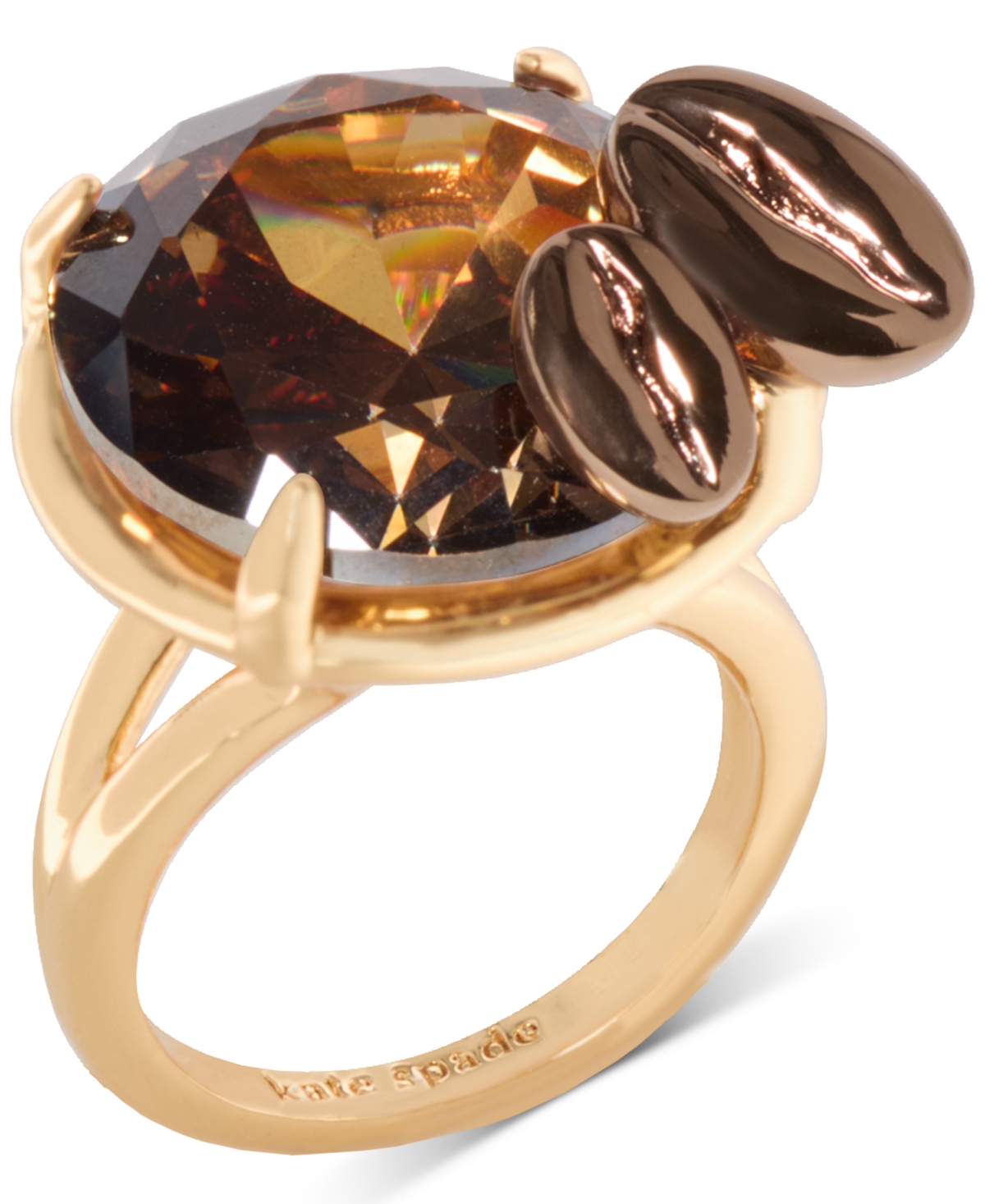 Gold-Tone Cubic Zirconia Martini Statement Ring - Champagne