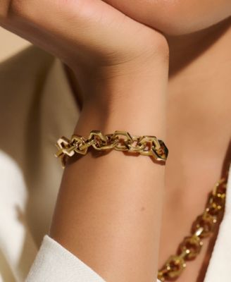 Women's Honeycomb Gold-Plated Link Bracelet