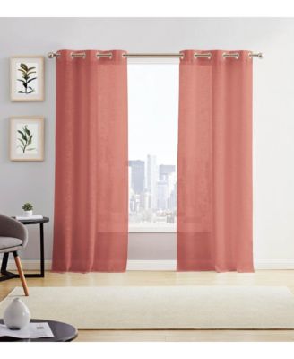 Hannah Linen Textured Light Filtering Window Panel Set, 76" W x 96" L