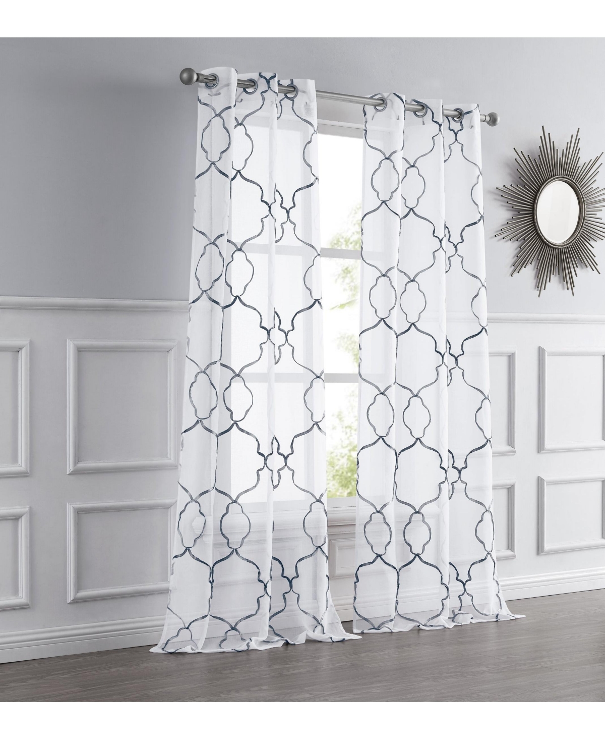 Ella Linen Look 76" W x 84" L Grommet Window Panel Set - Silver