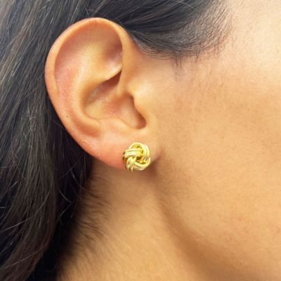 Polished Rope Knot Stud Earrings 14K Gold