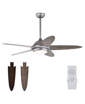 52 Inch Ceiling Fan with Lights and 3 Lighting Colors-Silver Gray