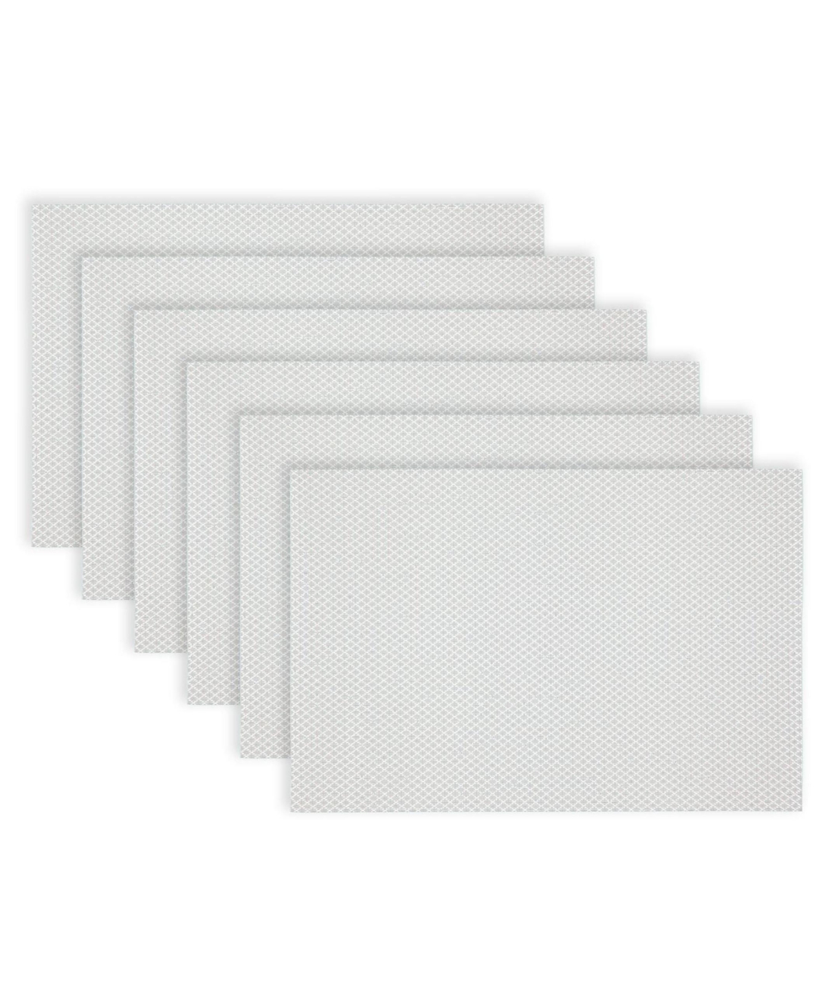 Sparkles Texteline Outdoor Dining Set Textured Design Reversible 12" x 18" Rectangular Placemats Set of 6 - Silver