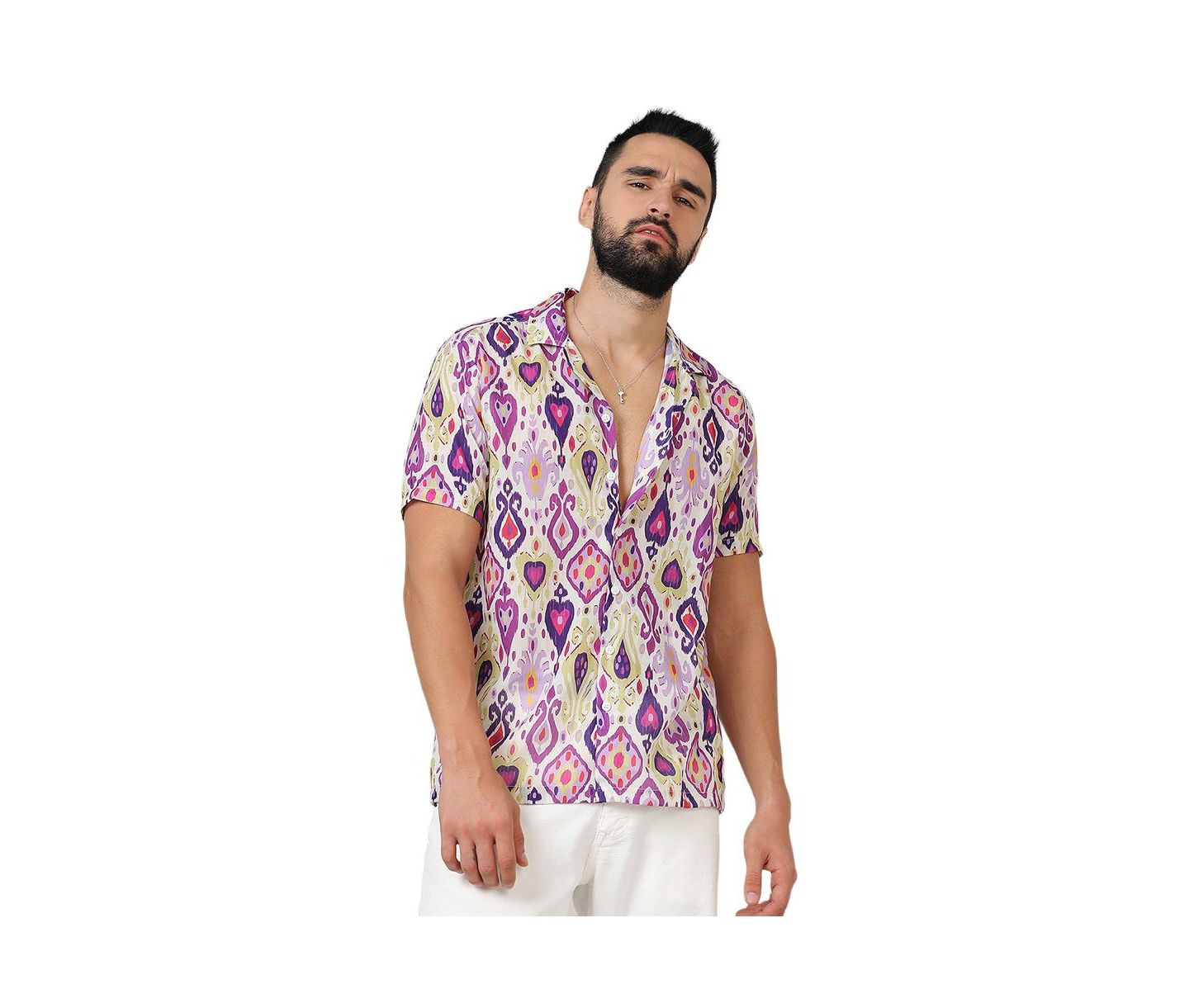 Мужская рубашка Cahoot Campus Sutra Lavender & Pear Yellow Ethnic, цвет: Жёлтый — фото 1