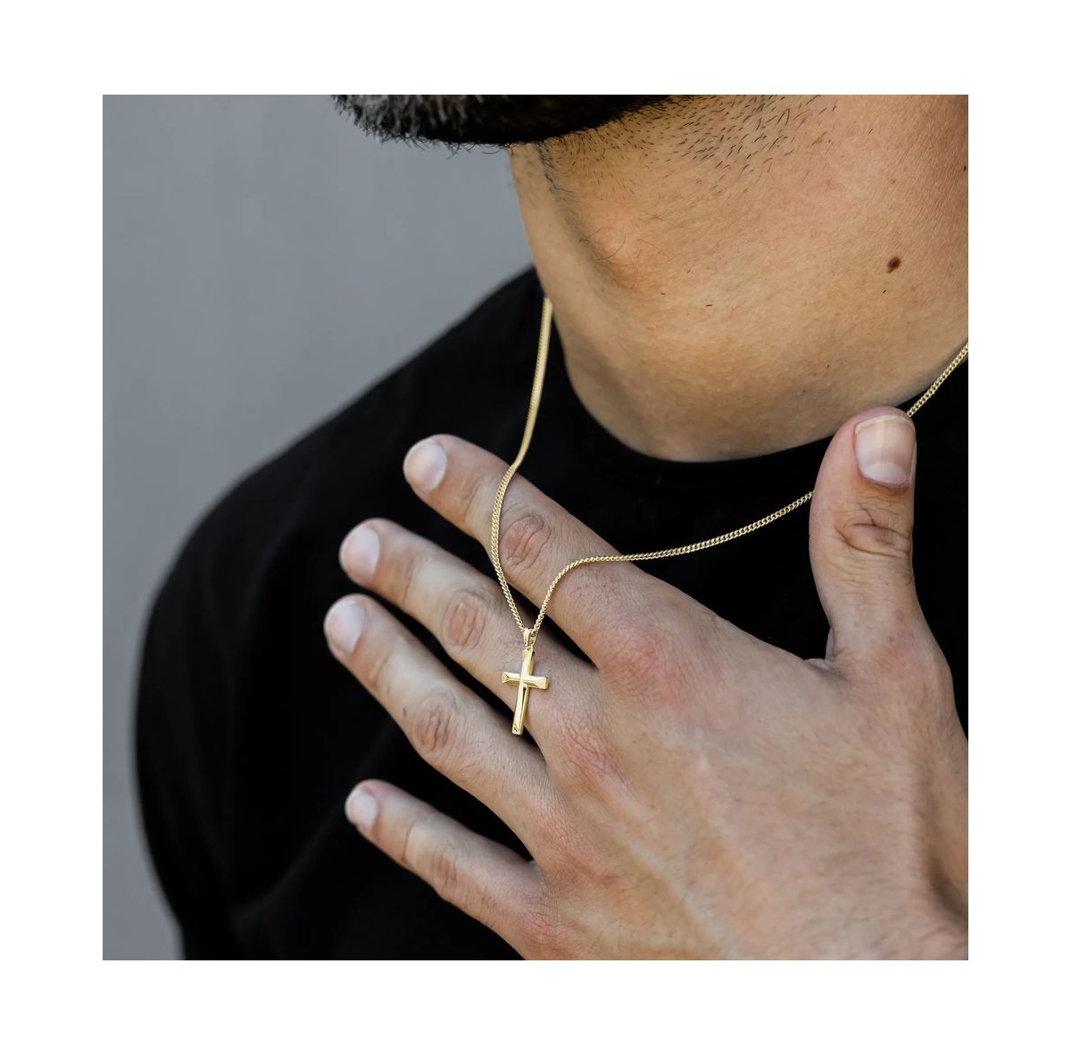 Vincero Men's Cross Pendant 925 Sterling Silver with Rhodium Plating and Lobster Clasp