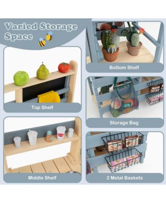 2-In-1 Outdoor Mud Kitchen with Faucet & Removable Sink Metal Baskets Storage Bag