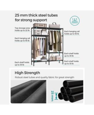 Heavy Duty Clothes Rack with Hanging Rails and Storage Shelves for Wardrobe