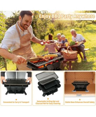 100% Cast Iron Hibachi Grill with Grill Grate Lifter