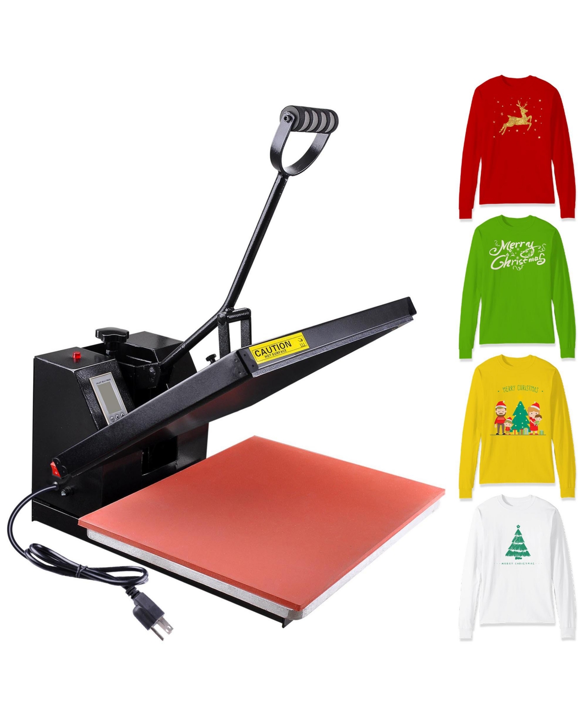 Pnr High Pressure 16&#x22;x20&#x22; Heat Press Machine Sublimation Transfer Printing Lcd Timer Counter - Red