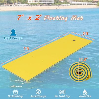 3-Layer Tear-Resistant Foam Floating Pad Island Water Sports Relaxing Orange