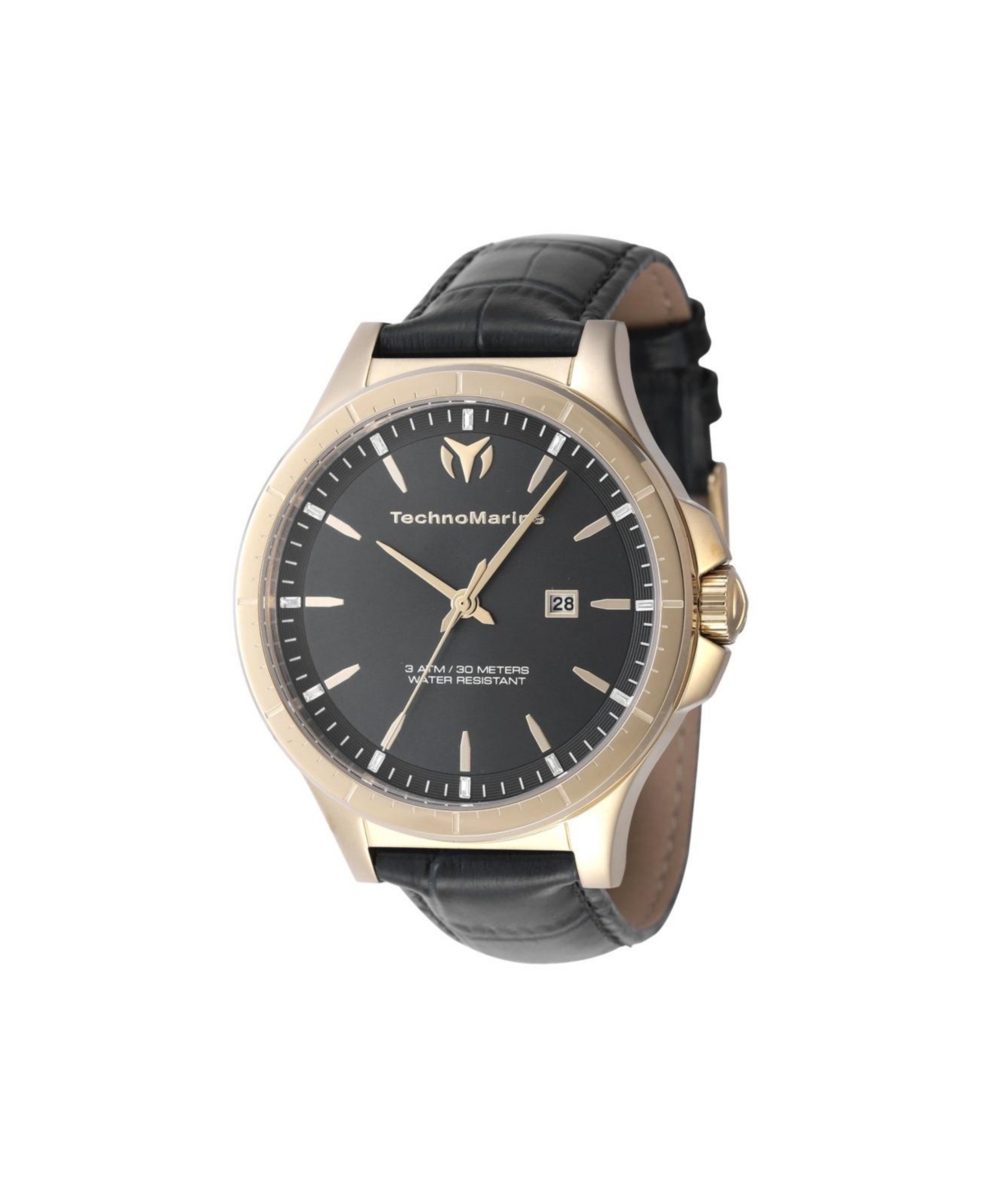 Men's Tm-822014 MoonSun Quartz 3 Hand Charcoal Dial Watch - Black