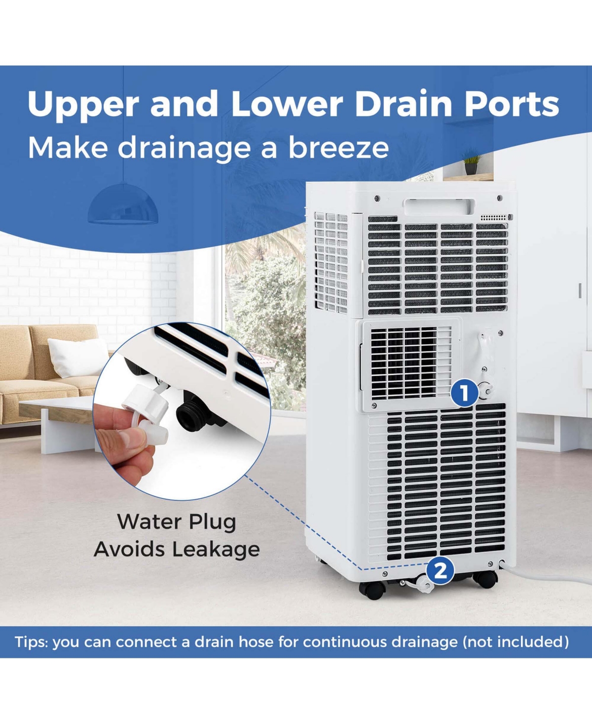 Portable Air Conditioner 9000 Btu 3 in 1 Ac Unit with Fan Dehumidifier Sleep Mode 6250 Btu