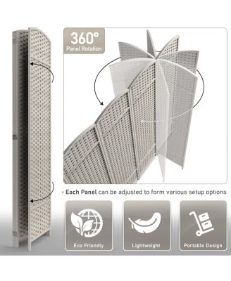 4 Panel Room Divider Panel, 6 ft. Tall Extra Wide Double Hinged Panels - Folding Privacy Screens