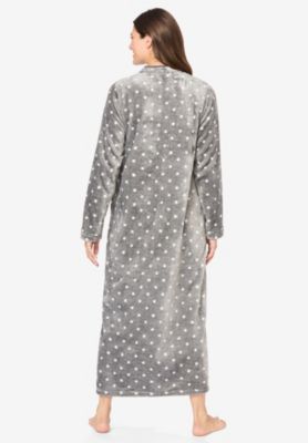 Women's Plus Size Plush Zip-Front Robe