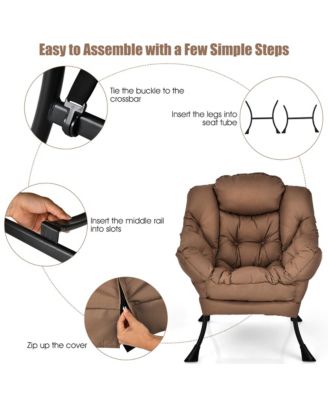 Modern Polyester Fabric Lazy Chair Single Sofa Chair w/Side Pocket