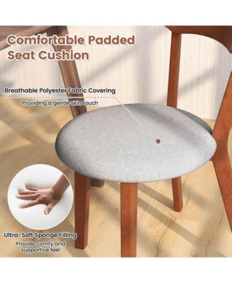 Wooden Armless Dining Chair Set of 4 with Rubber Wood Legs Padded Seat Cushion