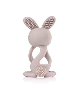 Bobbie Bunny Baby Teether Toy Cappuccino Grey | Twist & Bounce Teething Toy