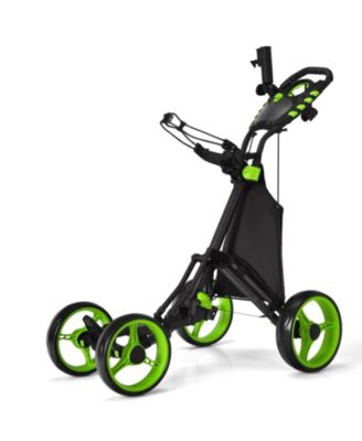 Golf Push Pull Cart with Foot Brake-Green