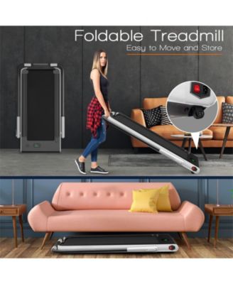 2-in-1 Folding Treadmill with Remote Control and LED Display-Silver