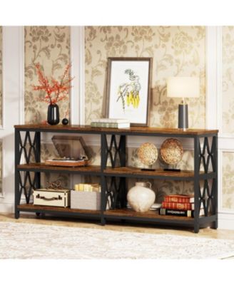 70.9" Industrial Console Table with Storage Shelves, 3-Tier Entryway Sofa Table for Living Room or Hallway