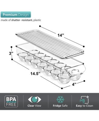 Can & Egg Holder Set - 4 Stackable Can Dispenser Holds 12 Cans Each & 2 Egg Holders with Lid holds 14 eggs for Fridge, Pantry, BPA-Free