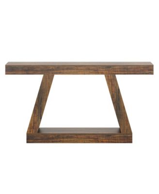 Farmhouse Console Table, 55-Inch Rustic Sofa Table with Storage, Industrial Wooden Entryway Table for Hallway, Living Room