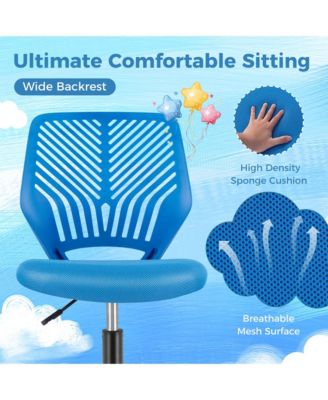 Height-adjustable Ergonomic Kids Desk Chair with Universal Casters Working Chair