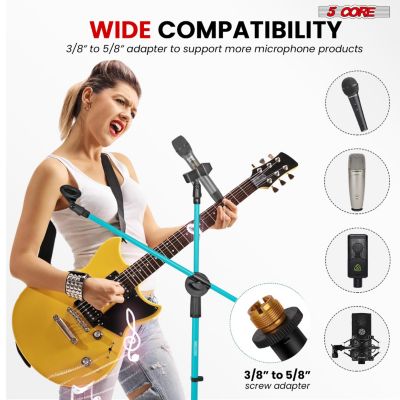 Mic Stand 4 Pcs Collapsible Height Adjustable 31 to 59” Dual Metal Microphone Tripod Stand w Boom Arm Stand Para Microfono for Singing, Karaoke, Stage and Outdoor Activities Sky Blue - MS DBL G SKY BLU 4pcs