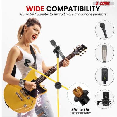 4 Pieces Mic Stand Double Collapsible Height Adjustable 31 to 59 Inch Dual Metal Microphone Tripod Stand w Boom Arm Stand Para Microfono for Singing, Karaoke, Stage MS DBL G YLW 4pcs