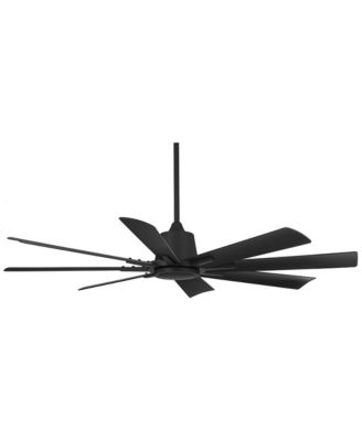 54" Inspirit Modern Indoor Outdoor Ceiling Fan 8 Blade LED Light Remote Control Matte Black Finish Bedroom Damp Rated