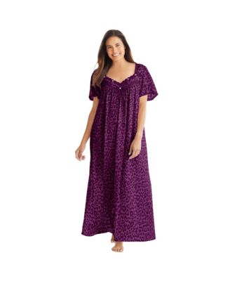 Plus Size Only Necessities Long Silky Lace-Trim Gown