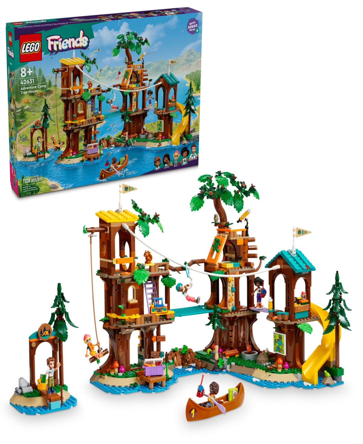 Lego Kids' Friends Adventure Camp Tree House Toy With Doll Accessories Building Set 42631, 1128 Pieces In Multi Color
