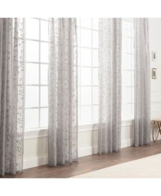 Premium Embroidered Swirl Vine Curtains - Sheer Curtains for Living Room, Bedroom, Kitchen - 52" x 108" - Gray, 2 Panels