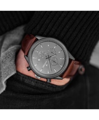 Men's Chrono S2 Chronograph Brown Leather Strap Watch 43mm