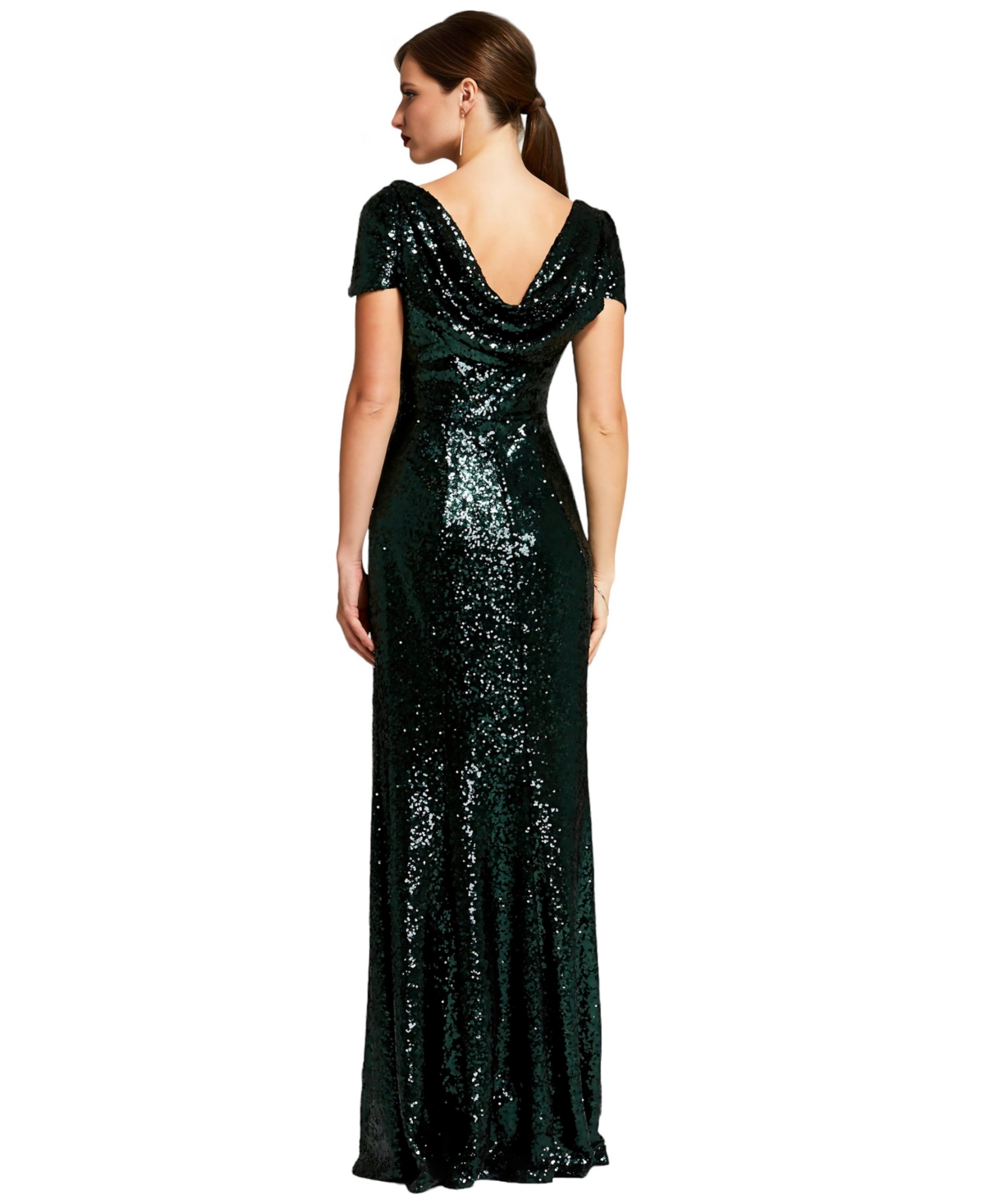 Hotsquash London Women's Mermaid Shape Sequin Gown with Cowl Back