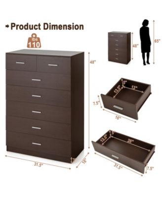 Wooden Chest of Drawers with Anti-toppling Device and Metal Handles