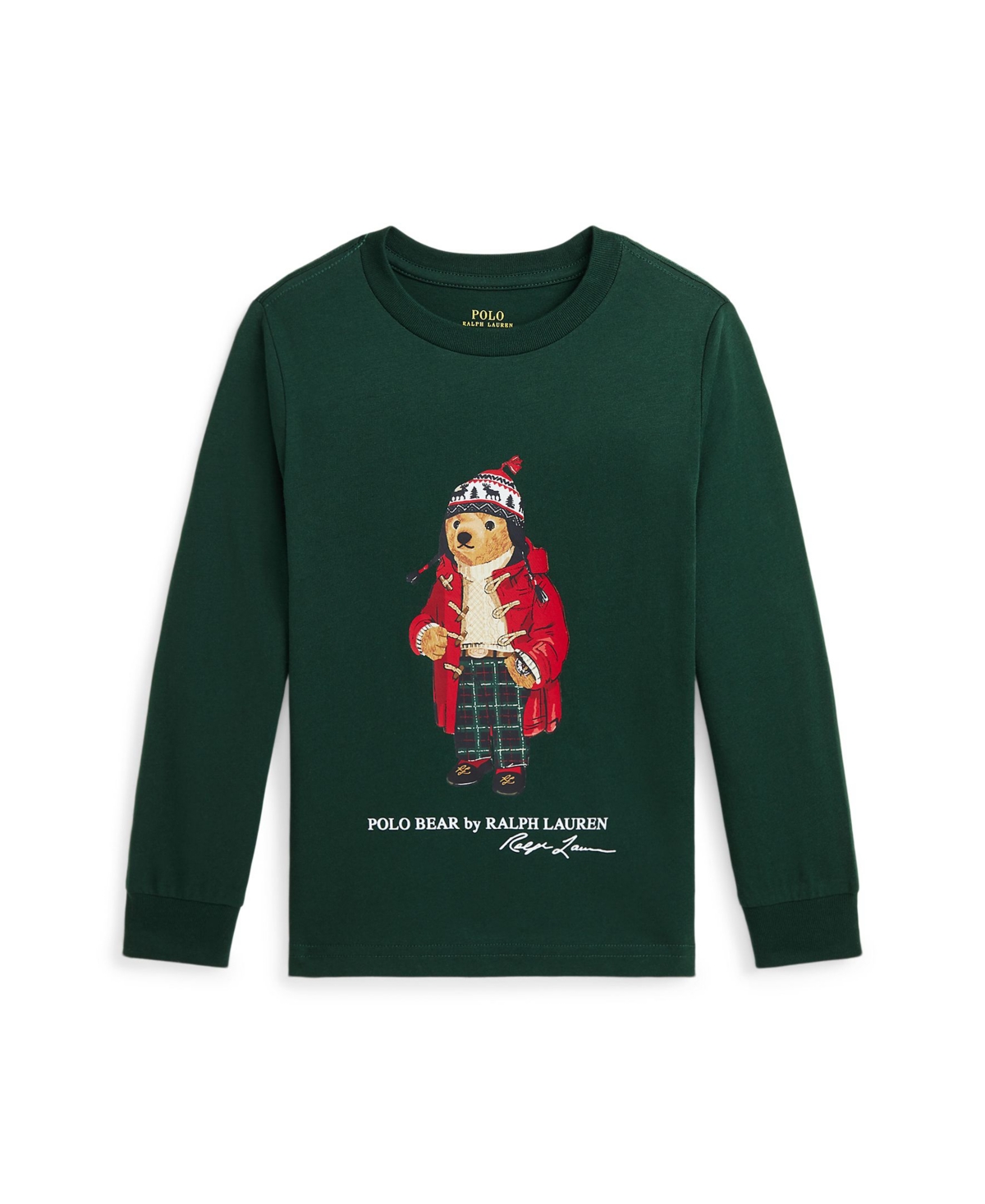 Polo Ralph Lauren Toddler and Little Boys Polo Bear Cotton Long Sleeve Tee - College Green Ho24 Bear