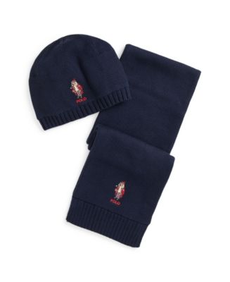 Polo Ralph Lauren Big Boys Polo Bear Cotton-Blend Hat and Scarf, 2