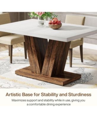 47-Inch Dining Table for 4, Black Kitchen Dinner Table with Heavy Duty Pedestal, Farmhouse Wooden Eating Table for Home, Dining Room, Small Space