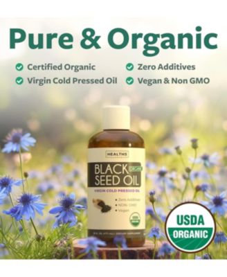 Organic Black Seed Oil Liquid, Organic Cold Pressed Black Cumin Seed, Health's Harmony, 16oz