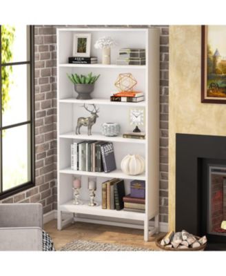 70.8” 5-Tier Wood & Metal Heavy Duty Free-Standing Bookshelf – Storage Shelving Unit for Living Room, Bedroom, Office