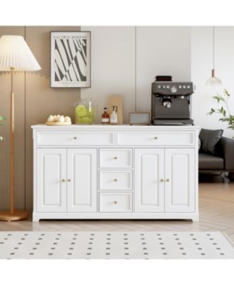 White Wooden Sideboard Accent Storage Cabinet with Multi-function