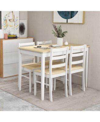 5-Piece Dining Set Solid Wood Kitchen Furniture with Rectangular Table & 4 Chairs