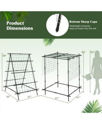 A-Frame Garden Cucumber Trellis with Netting for Outdoor Climbing Plants