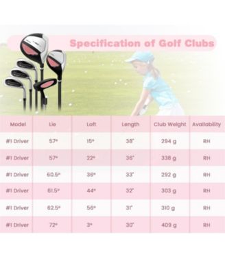 Junior Complete Golf Club Set with Stand Bag Rain Hood-Pink