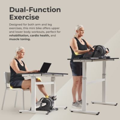 2-in-1 Smart Pedal Exerciser, Motorized Under Desk Exercise Peddler, Mini Bike with Exclusive SunnyFit App Bluetooth Connectivity